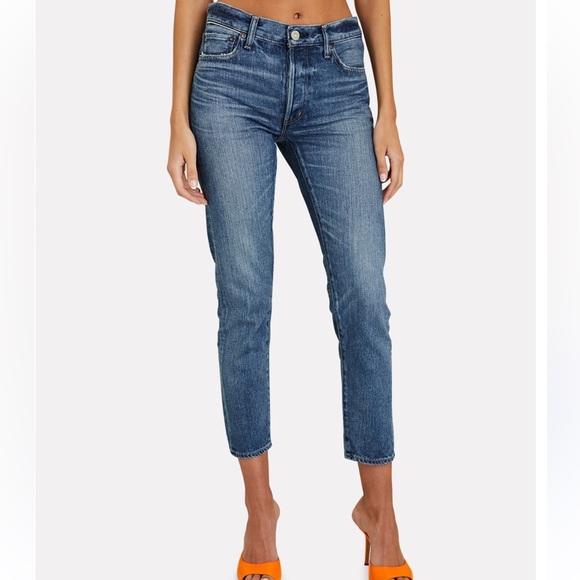 Moussy Vintage Evans Tapered Mid Rise Blue Jeans - Picture 5 of 11